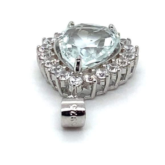 Aquamarine 3.28ct White Gold Solid Silver Pendant - Picture 8 of 8